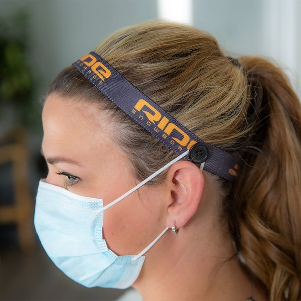 Face Mask Buddy Non-Slip Elastic Headband with Buttons, 1" Wide