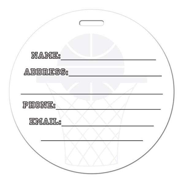 Basketball Die Cut Luggage Tag