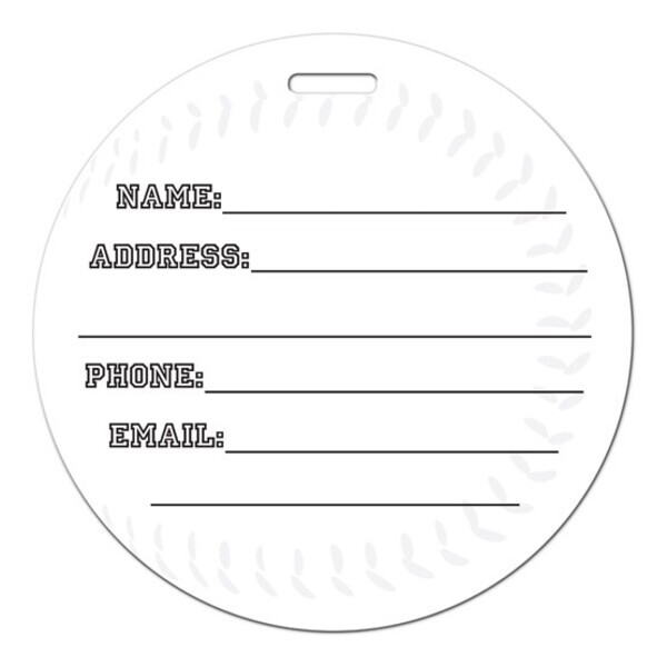 Baseball Die Cut Luggage Tag