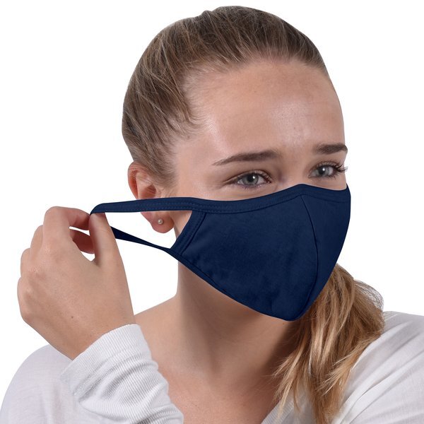 Reusable Washable Double Layer Cotton Poly Face Mask, Navy - IN STOCK