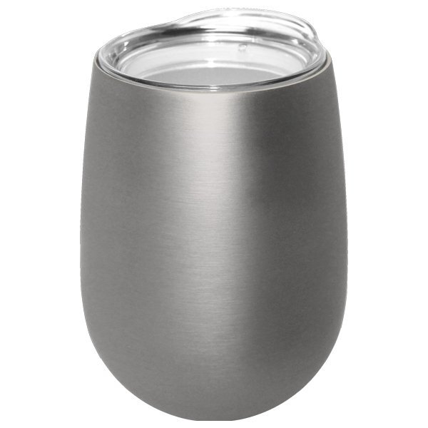 Soft Touch Halcyon® Stainless Steel Wine Glass w/ Acrylic Lid, 12oz.