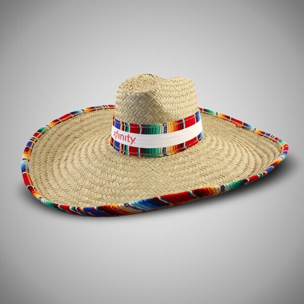 Giant Straw Sombrero w/ Serape Trim