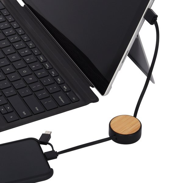 Bamboo Retractable 3-in-1 Charging Cable