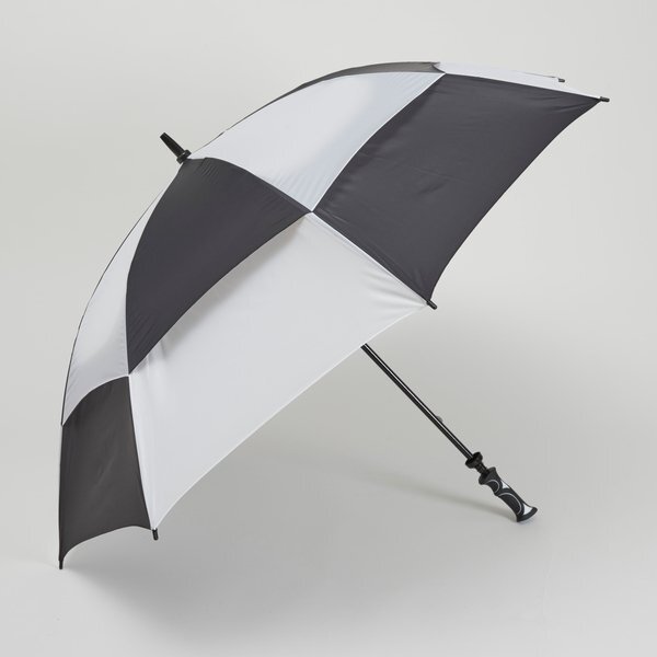 Challenger- Checkerboard Panels- Manual Open Golf Umbrella, 62" Arc