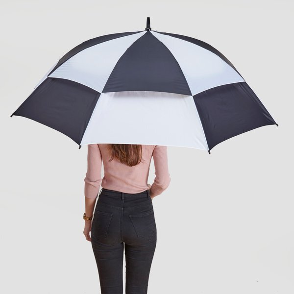 Challenger- Checkerboard Panels- Manual Open Golf Umbrella, 62" Arc