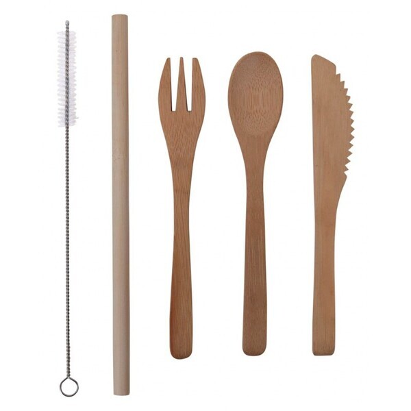 Bamboo Utensil Set in RPET Pouch