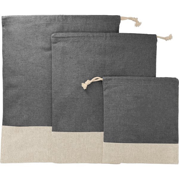 Split Colors Recycled Cotton Travel Pouch Set, 3pc.
