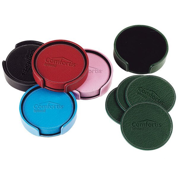 Leather 4-Piece Coaster Set