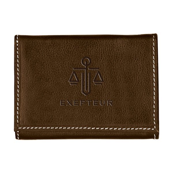 Andrew Philips® Leather Contrast Stitch Tri-Fold Wallet