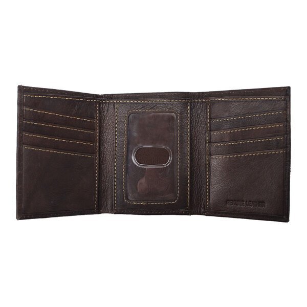 Andrew Philips® Leather Contrast Stitch Tri-Fold Wallet