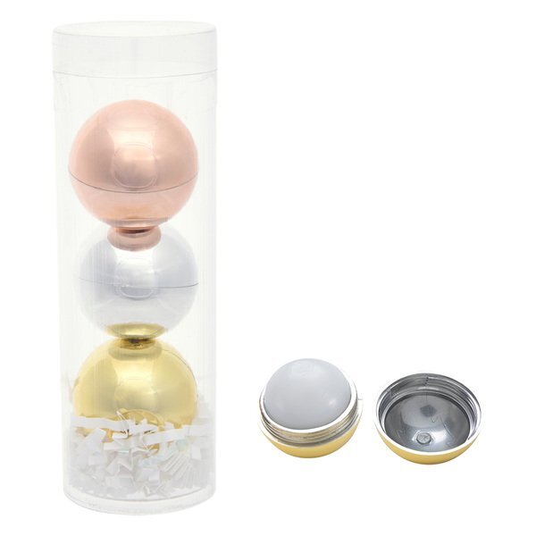 Metallic Lip Moisturizer Ball Tube Gift Set, 3 Pack