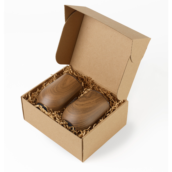 Corkcicle® Stemless Wood Look Wine Cup Gift Set