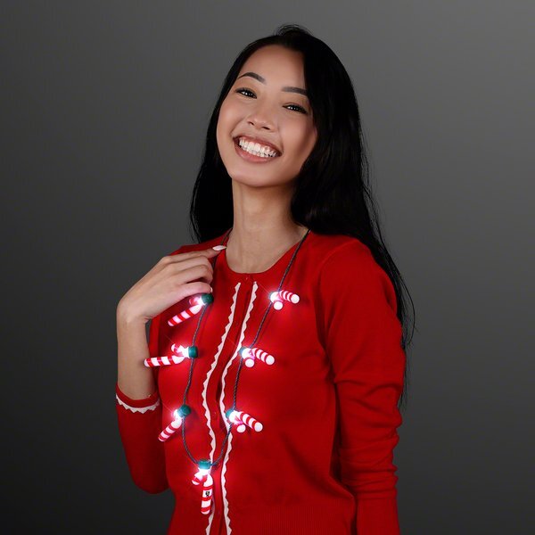 Candy Cane Light Up LED Necklace