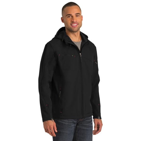 Port Authority® Textured Hooded Soft Shell Men's Jacket