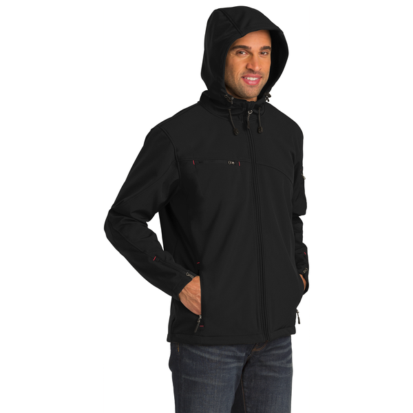Port Authority® Textured Hooded Soft Shell Men's Jacket