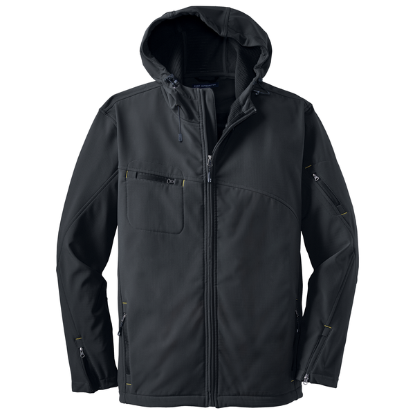 Port Authority® Textured Hooded Soft Shell Men's Jacket