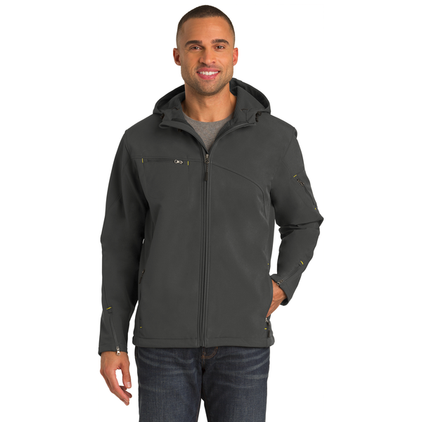 Port Authority® Textured Hooded Soft Shell Men's Jacket
