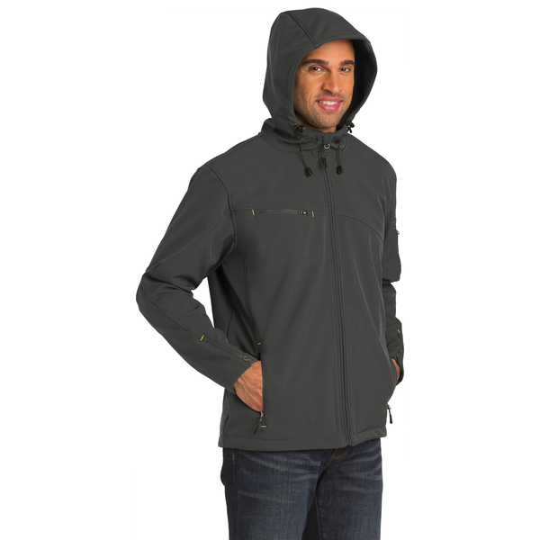 Port Authority® Textured Hooded Soft Shell Men's Jacket
