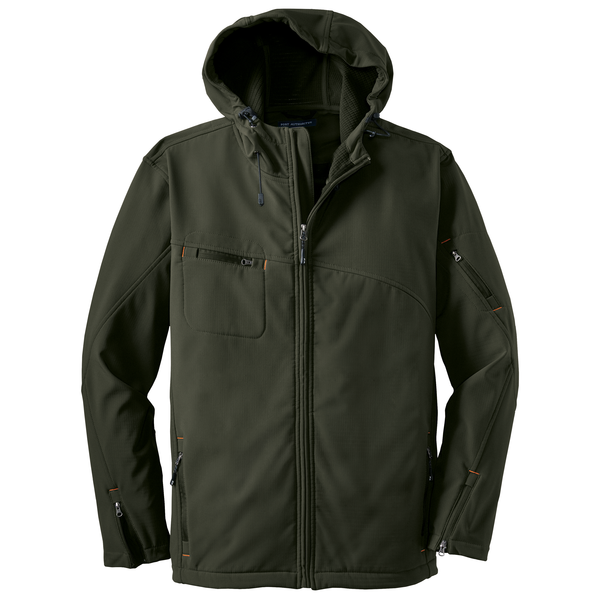 Port Authority® Textured Hooded Soft Shell Men's Jacket