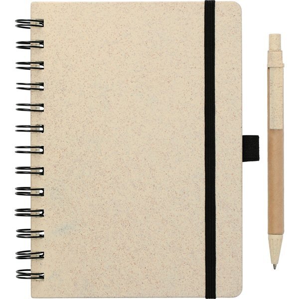 Wheat Straw Notebook With Pen, 5" x 7"