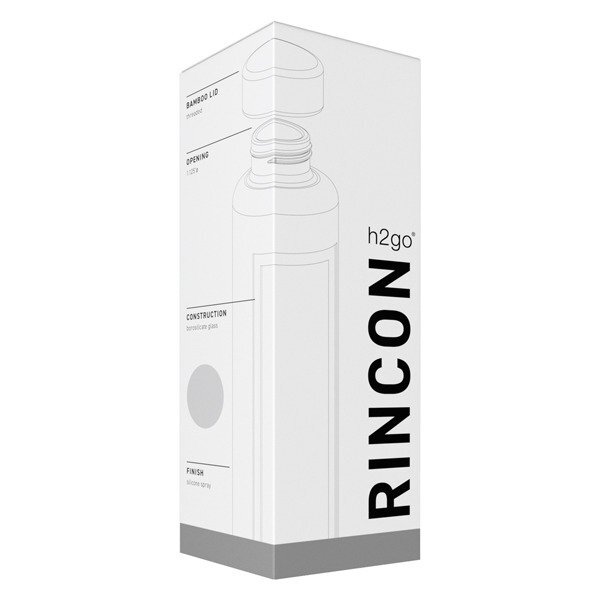 h2go Rincon Glass Bottle with Bamboo Lid, 18oz.