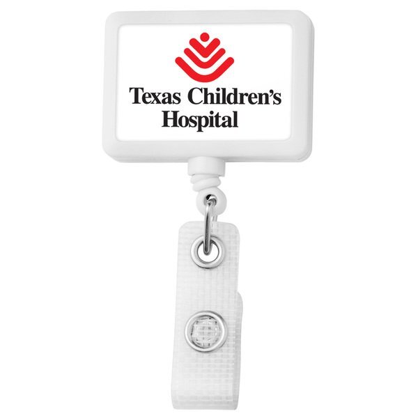 Jumbo Rectangle Retractable Badgeholder, Alligator Clip w/Antimicrobial Additive