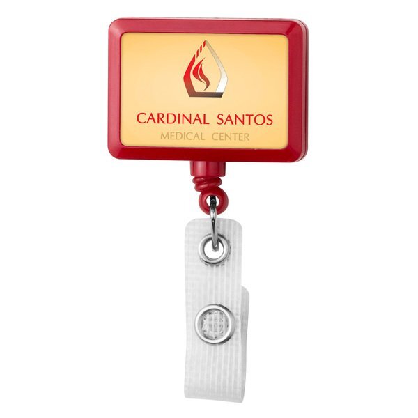 Jumbo Rectangle Retractable Badgeholder, Alligator Clip w/Antimicrobial Additive