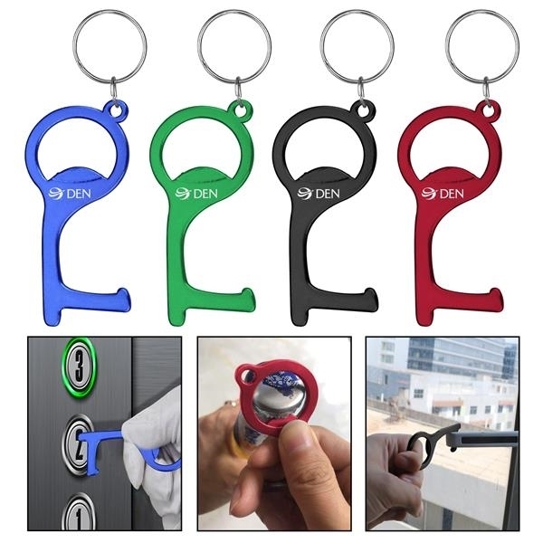 No-Touch Aluminum Door Opener Tool w/ Bottle Opener