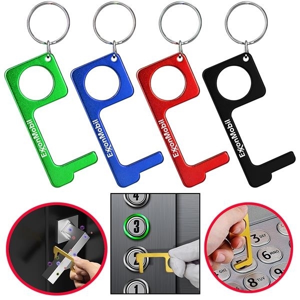 No-Touch Aluminum Door Opener Tool Key Chain