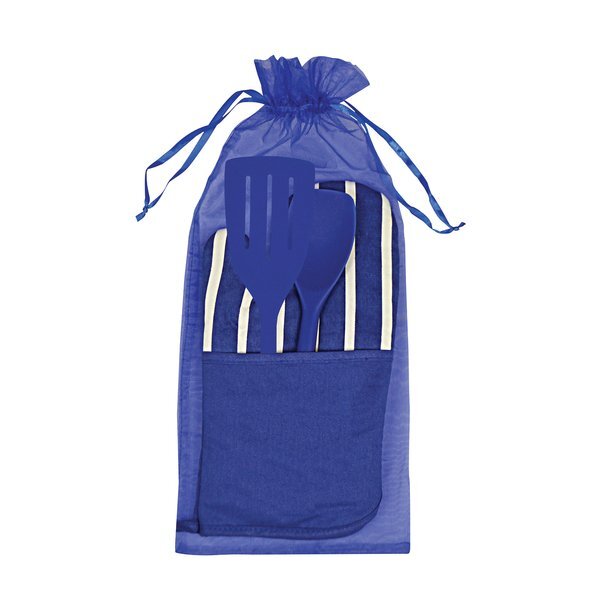 Chef's Therma-Grip Striped Oven Mitt, Silicone Spoon, and Spatula Combo