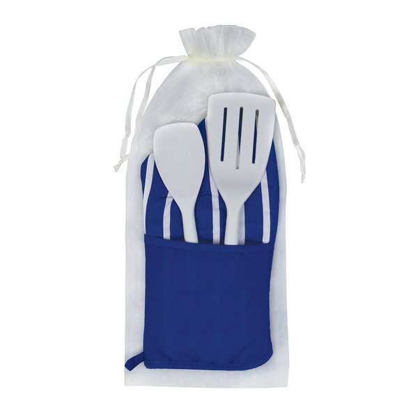 Chef's Therma-Grip Striped Oven Mitt, Silicone Spoon, and Spatula Combo