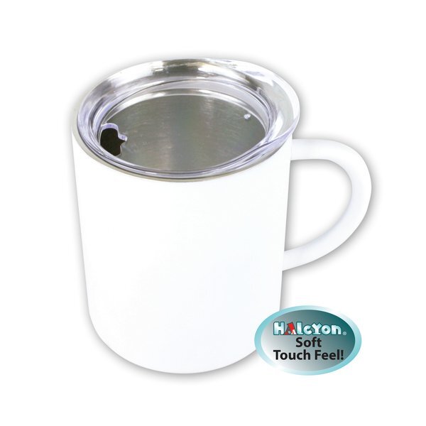 Soft Touch Halcyon™ Stainless Steel Coffee Mug w/ Acrylic Lid, 14oz.