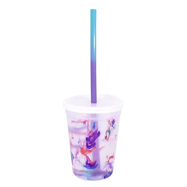 Rainbow Confetti Mood Stadium Cup, Straw & Lid Set, 12oz.