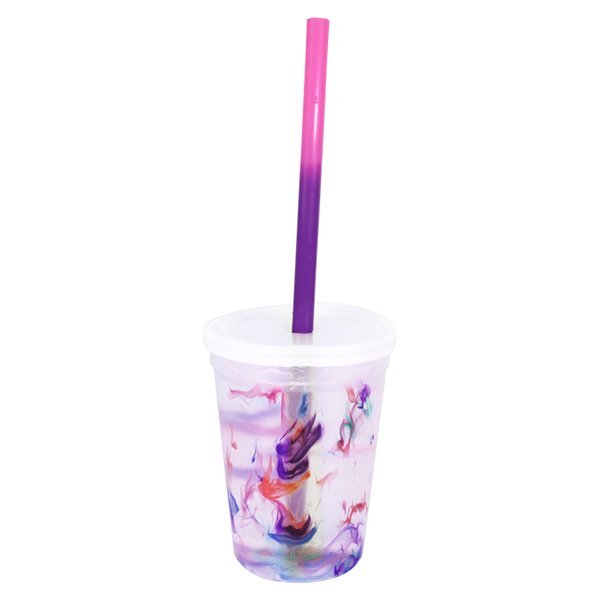 Rainbow Confetti Mood Stadium Cup, Straw & Lid Set, 12oz.