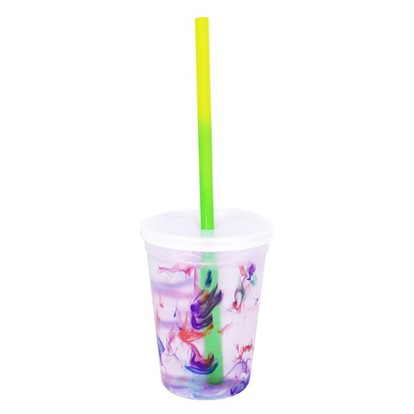 Rainbow Confetti Mood Stadium Cup, Straw & Lid Set, 12oz.