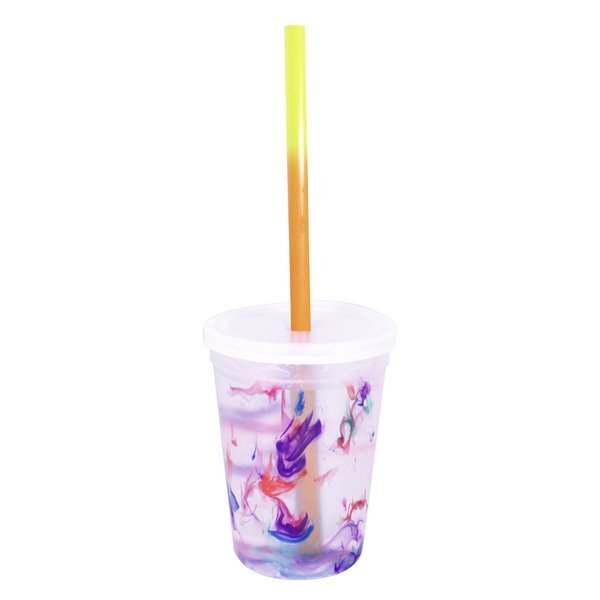Rainbow Confetti Mood Stadium Cup, Straw & Lid Set, 12oz.