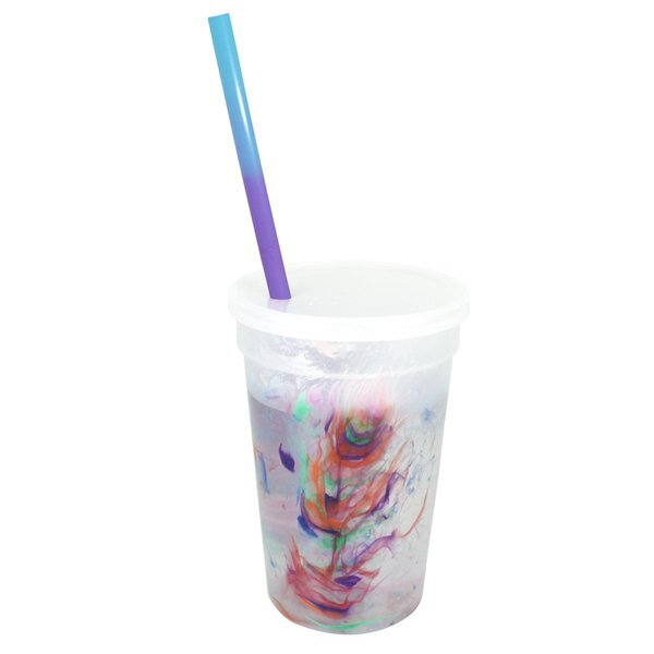 Rainbow Confetti Mood Stadium Cup, Straw & Lid Set, 17oz.