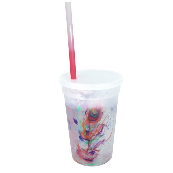 Rainbow Confetti Mood Stadium Cup, Straw & Lid Set, 17oz.