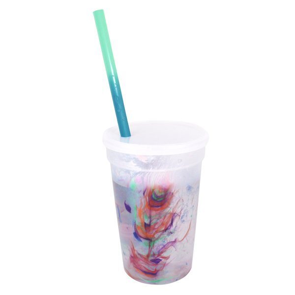 Rainbow Confetti Mood Stadium Cup, Straw & Lid Set, 17oz.
