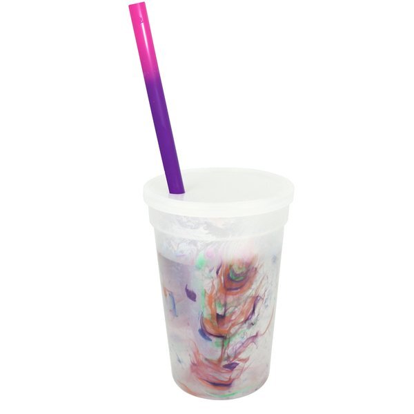 Rainbow Confetti Mood Stadium Cup, Straw & Lid Set, 17oz.