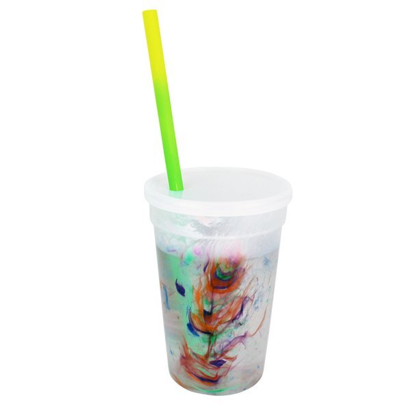 Rainbow Confetti Mood Stadium Cup, Straw & Lid Set, 17oz.