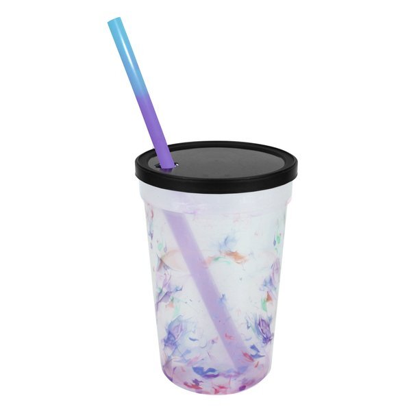 Rainbow Confetti Mood Stadium Cup, Straw & Lid Set, 22oz.