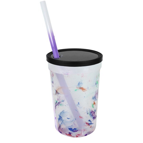 Rainbow Confetti Mood Stadium Cup, Straw & Lid Set, 22oz.