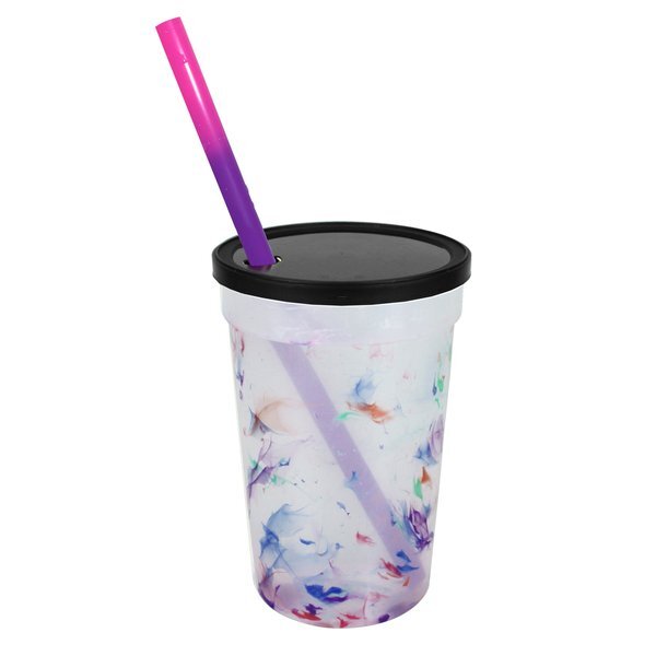 Rainbow Confetti Mood Stadium Cup, Straw & Lid Set, 22oz.