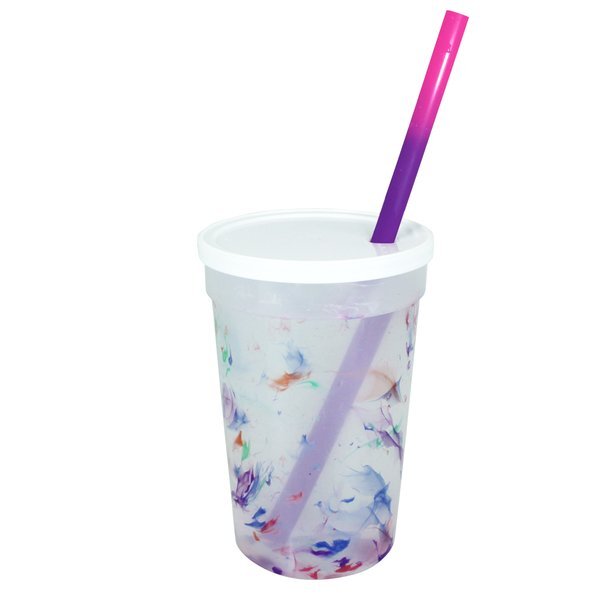 Rainbow Confetti Mood Stadium Cup, Straw & Lid Set, 22oz.