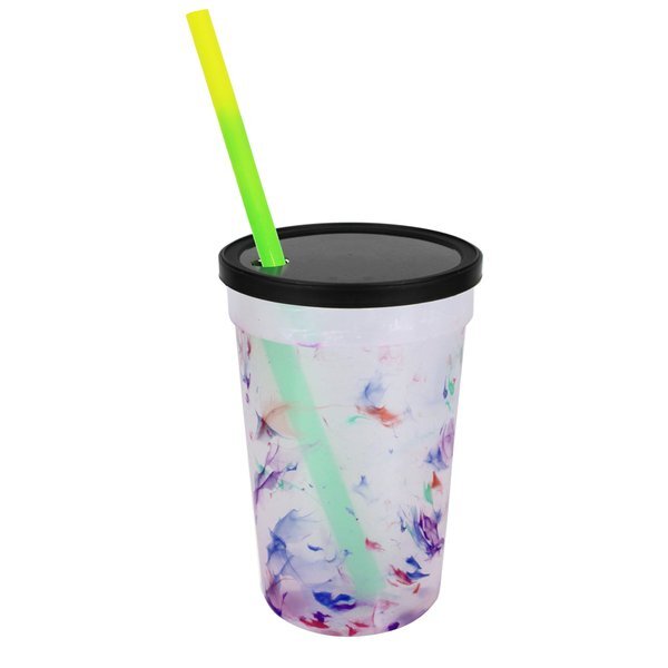 Rainbow Confetti Mood Stadium Cup, Straw & Lid Set, 22oz.
