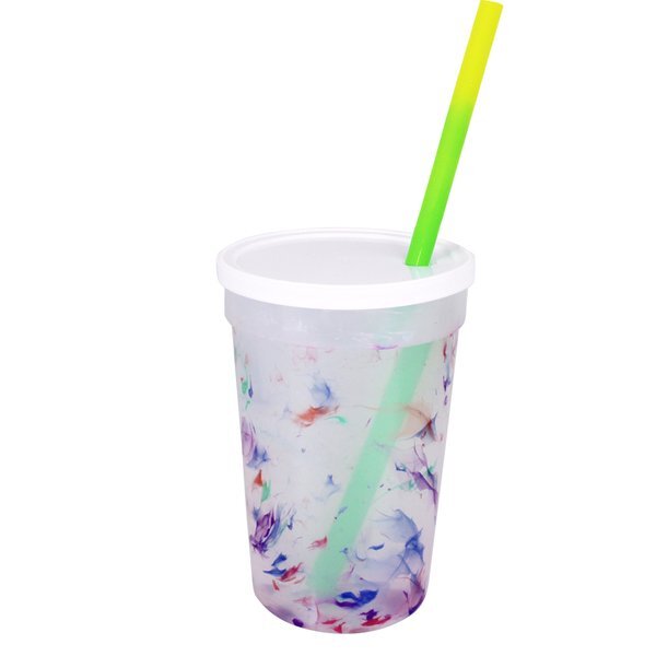Rainbow Confetti Mood Stadium Cup, Straw & Lid Set, 22oz.