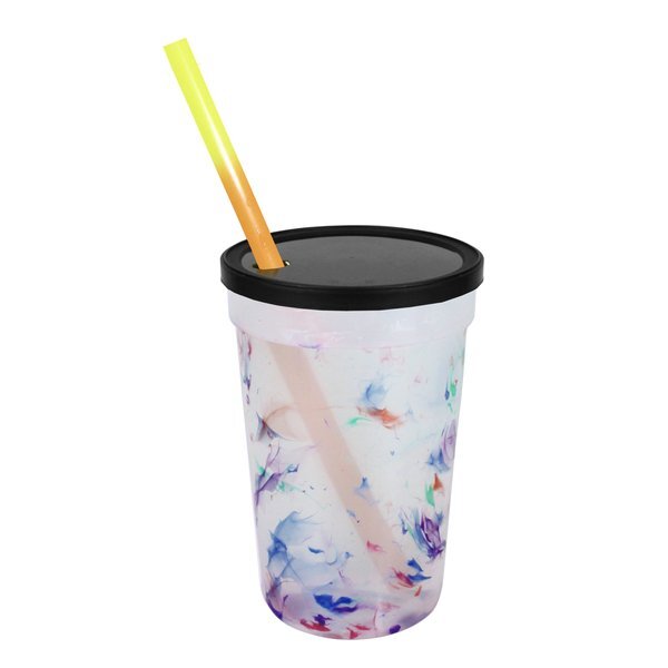 Rainbow Confetti Mood Stadium Cup, Straw & Lid Set, 22oz.