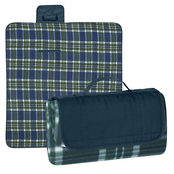 Roll-Up Plaid Picnic Blanket, 52" x 47"