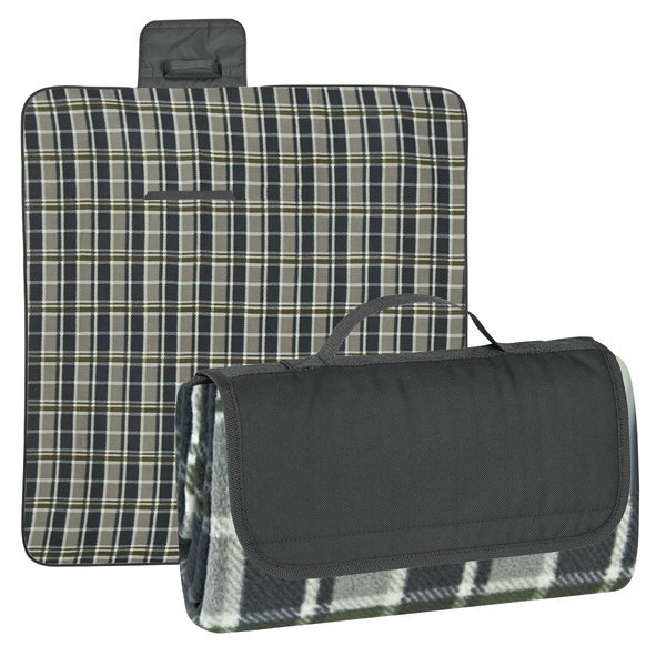 Roll-Up Plaid Picnic Blanket, 52" x 47"